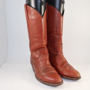 Vintage Frye Cowboy Boots 10.5D Red Leather Made in USA Western